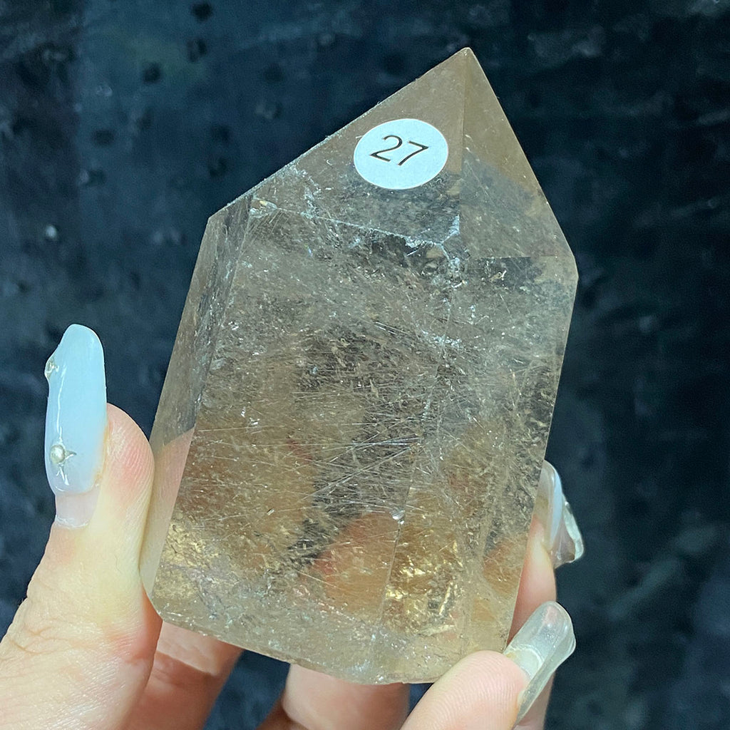 Rutilated Quartz Tower Crystal Minerals Reiki Craft Energy Healing Meditation Home Decoration