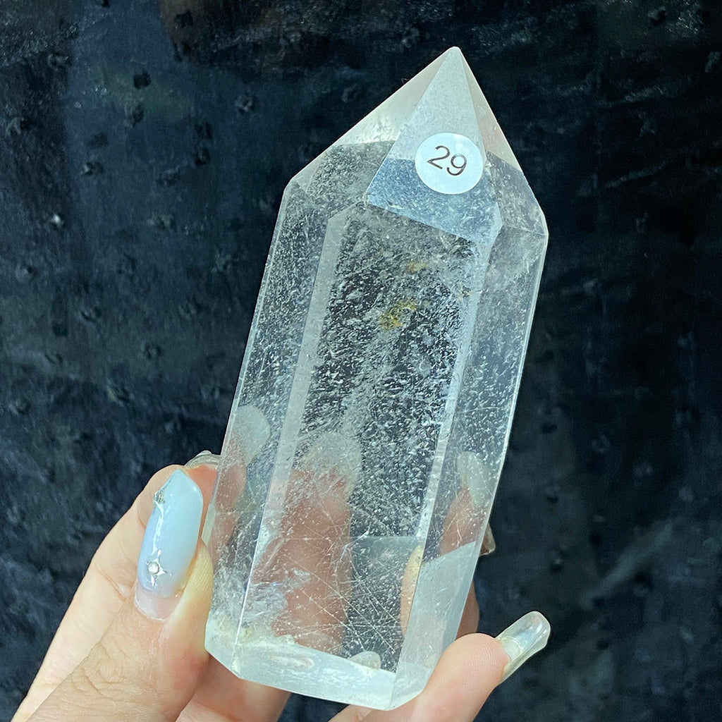 Rutilated Quartz Tower Crystal Minerals Reiki Craft Energy Healing Meditation Home Decoration