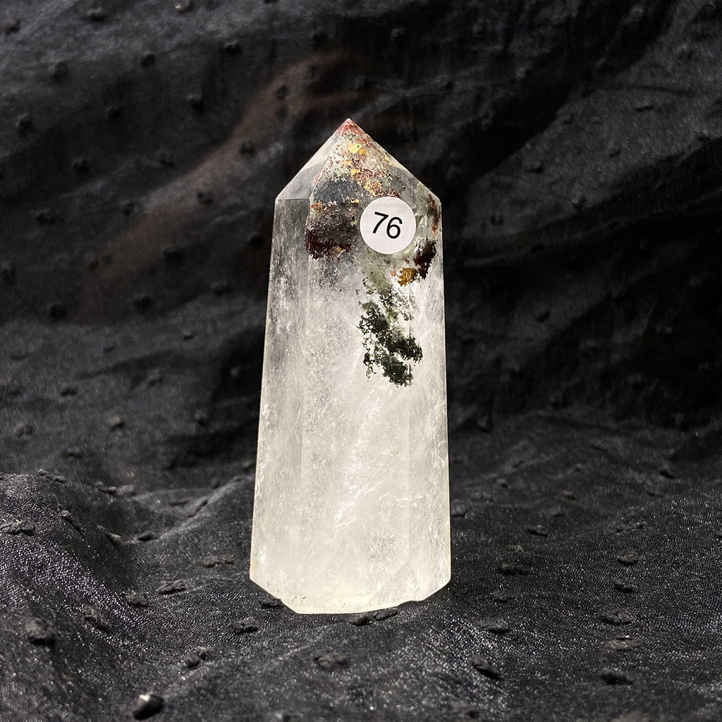 Natural Stone Green Phantom Crystal Tower Polished Garden Quartz Wand Reiki Healing Room Decor