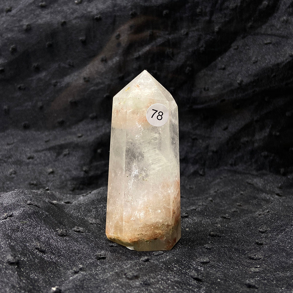 Natural Stone Green Phantom Crystal Tower Polished Garden Quartz Wand Reiki Healing Room Decor