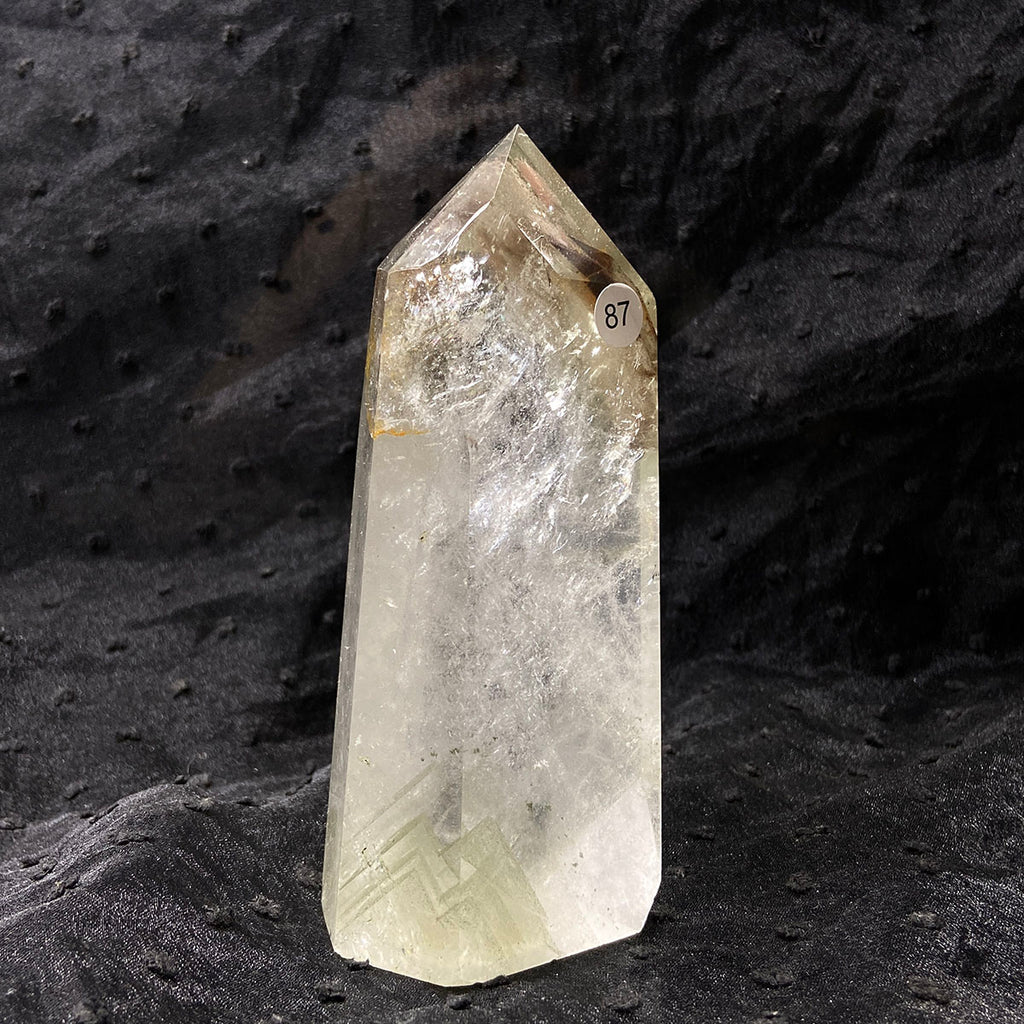 Natural Stone Green Phantom Crystal Tower Polished Garden Quartz Wand Reiki Healing Room Decor