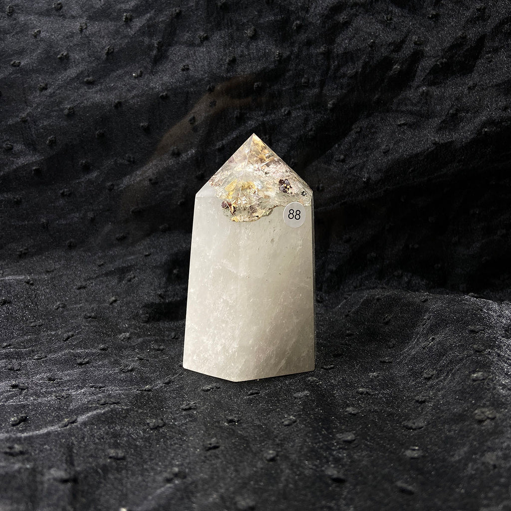 Natural Stone Green Phantom Crystal Tower Polished Garden Quartz Wand Reiki Healing Room Decor