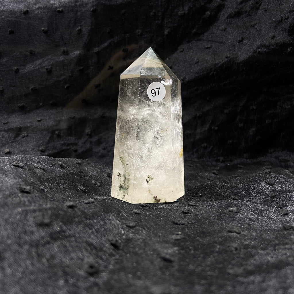 Natural Stone Green Phantom Crystal Tower Polished Garden Quartz Wand Reiki Healing Room Decor