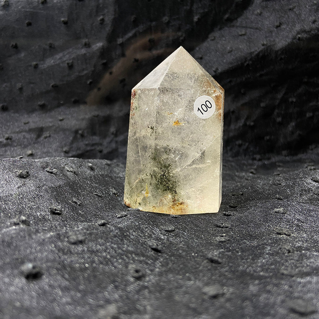 Natural Stone Green Phantom Crystal Tower Polished Garden Quartz Wand Reiki Healing Room Decor