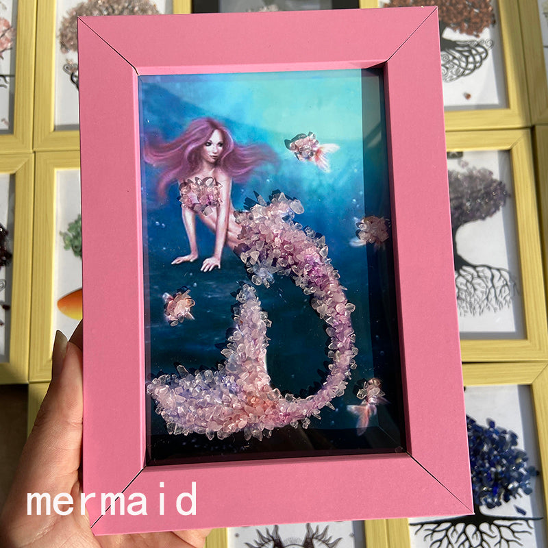 Different Materials Crystal Chips Tree of Life Mermaid Wedding Dress Photo Frame