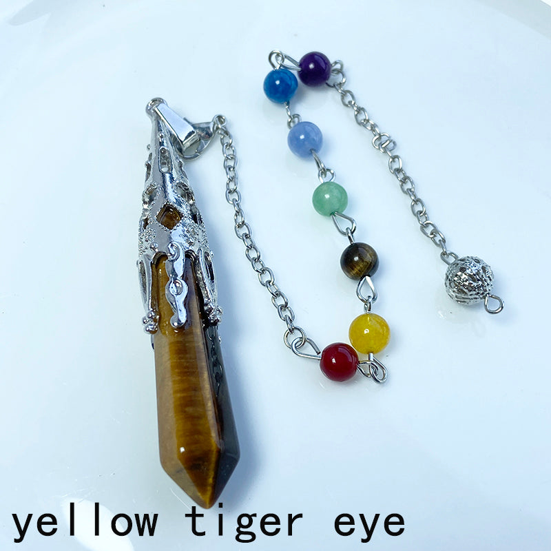 Crystal Pendulum Rose Quartz & Blue Aventurine & Yellow Tiger Eye & Obsidian & Amethyst & Golden Sandstone