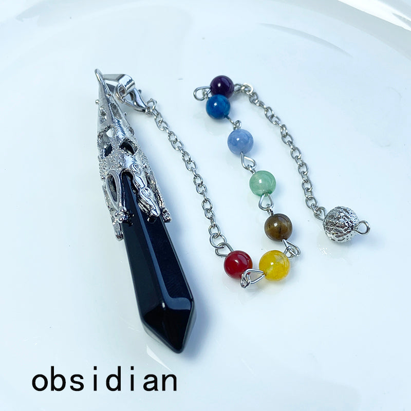 Crystal Pendulum Rose Quartz & Blue Aventurine & Yellow Tiger Eye & Obsidian & Amethyst & Golden Sandstone