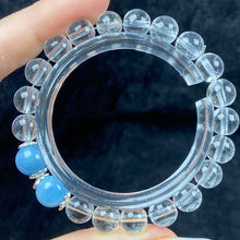 Load image into Gallery viewer, 8MM Clear Quartz Crystal Bracelet With Blue Aquamarine Elastic Charm Bracelet Jewelry