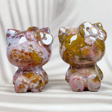 Load image into Gallery viewer, Cute Ocean Jasper Hello Kitty Crystal Carving Gemstone Sculpture Home Decoration