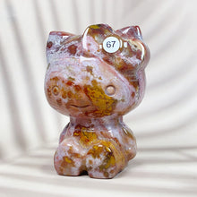 Load image into Gallery viewer, Cute Ocean Jasper Hello Kitty Crystal Carving Gemstone Sculpture Home Decoration