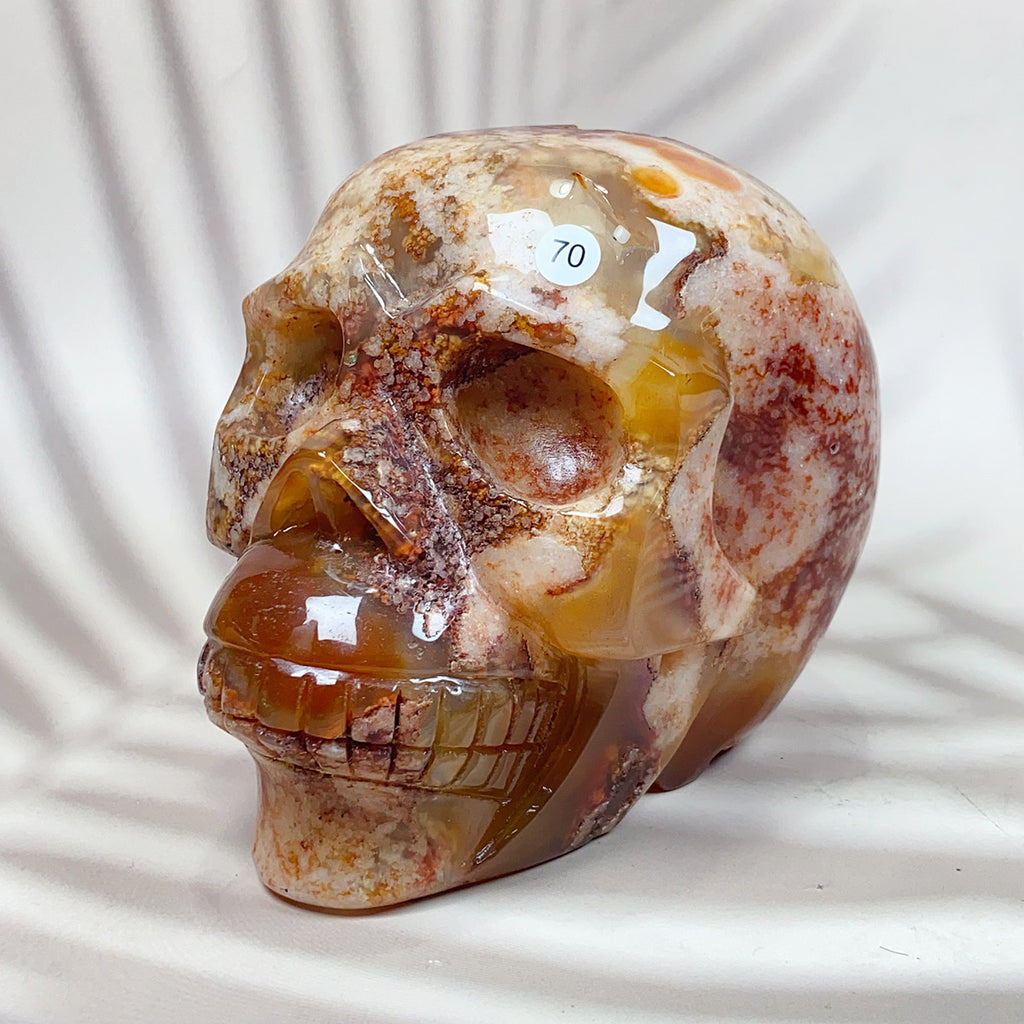 Red Agate Carnelian Skull Carving Quartz Reiki Crystal Healing Minerals Home Decoration Stone