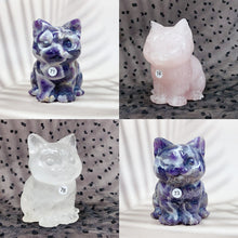 Load image into Gallery viewer, Crystal Cat Carving Animals Statue Reiki Healing Decoration Room Decor Stone Ornaments Crafts