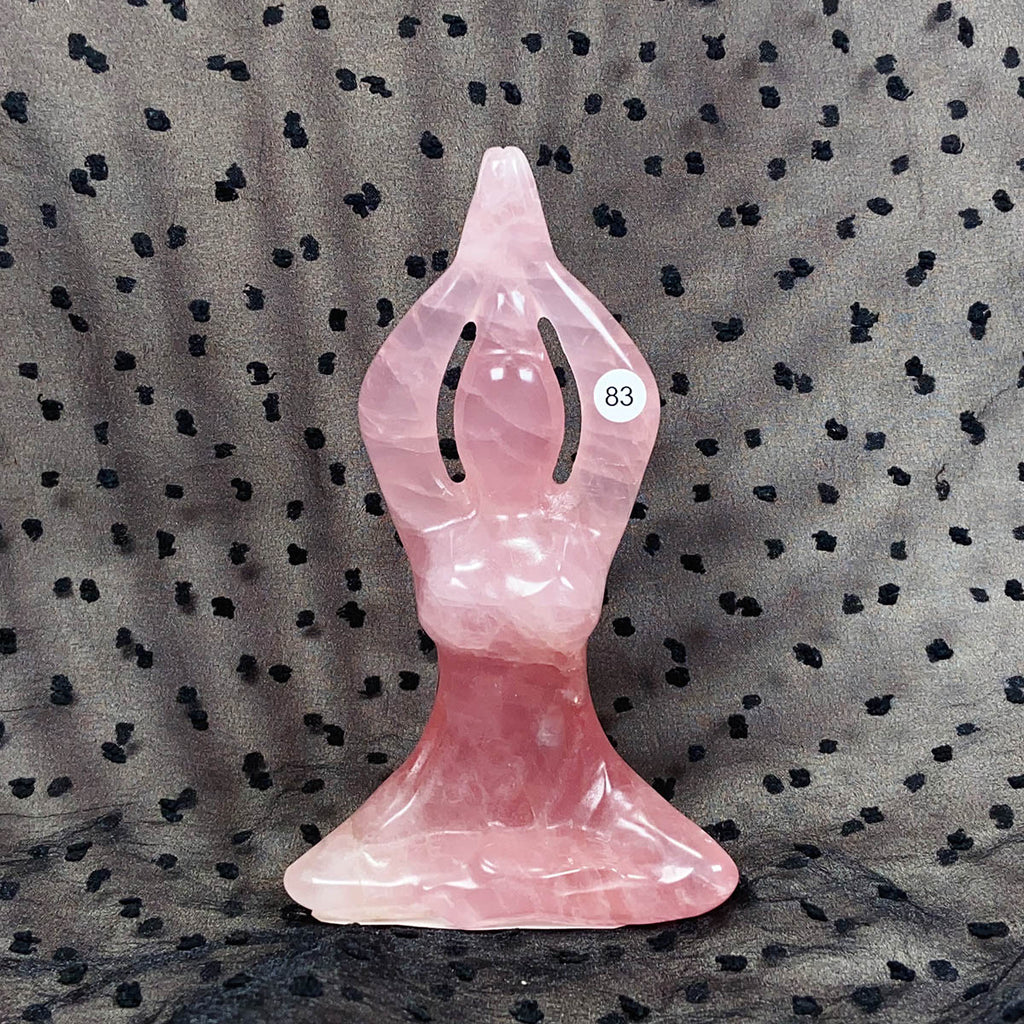 Rose Quartz Yoga Carving Goddess Woman Body Handmade Stone Sculpture Crafts Home Decor