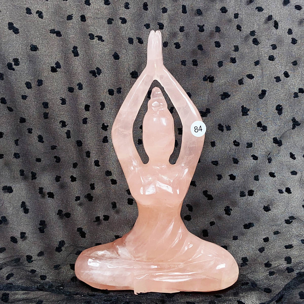 Rose Quartz Yoga Carving Goddess Woman Body Handmade Stone Sculpture Crafts Home Decor