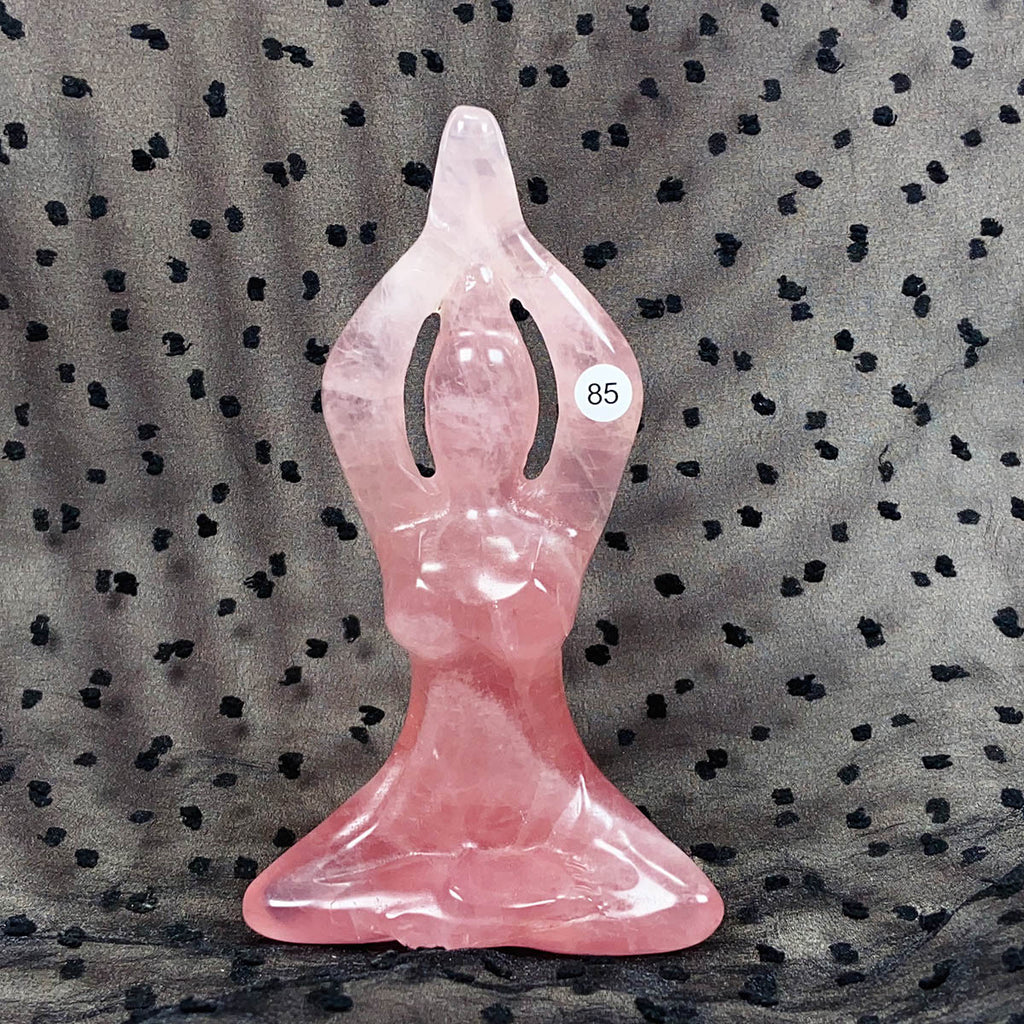 Rose Quartz Yoga Carving Goddess Woman Body Handmade Stone Sculpture Crafts Home Decor