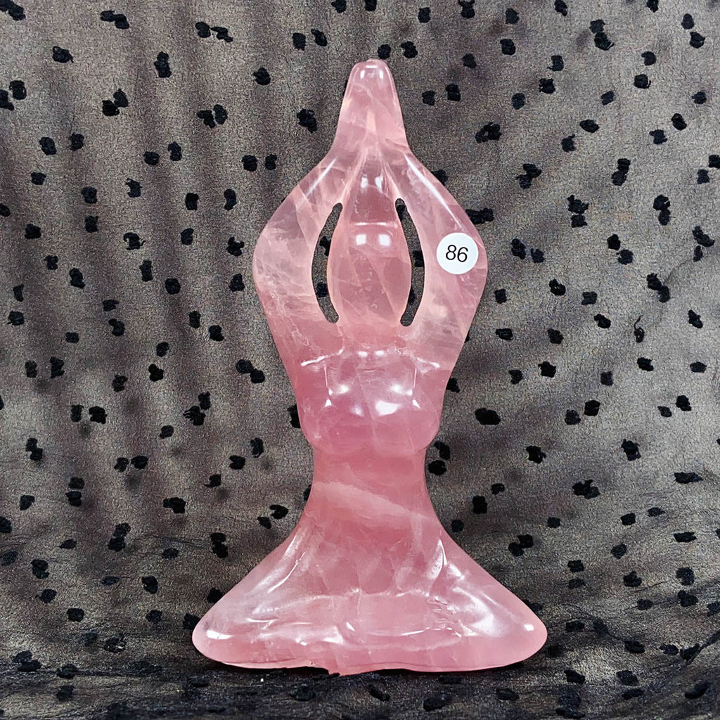 Rose Quartz Yoga Carving Goddess Woman Body Handmade Stone Sculpture Crafts Home Decor