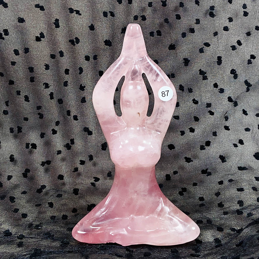 Rose Quartz Yoga Carving Goddess Woman Body Handmade Stone Sculpture Crafts Home Decor