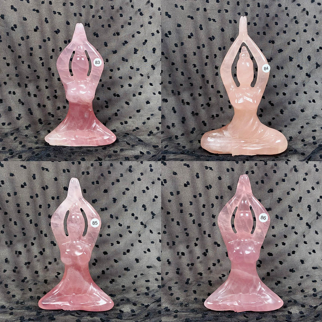 Rose Quartz Yoga Carving Goddess Woman Body Handmade Stone Sculpture Crafts Home Decor