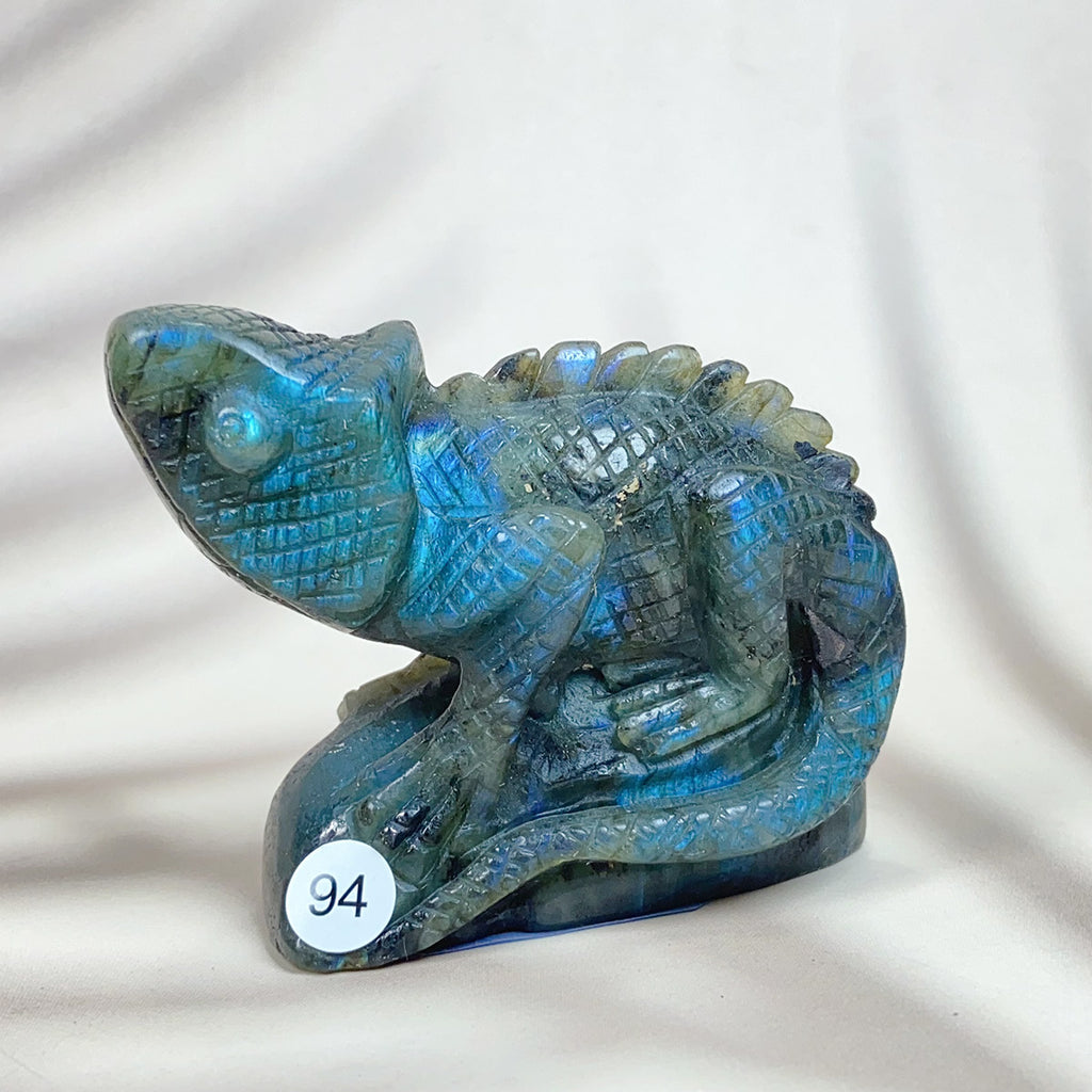 Blue Labradorite Lizard Carved Healing Crystal Reiki Animal Statue Gemstone Home Decoration