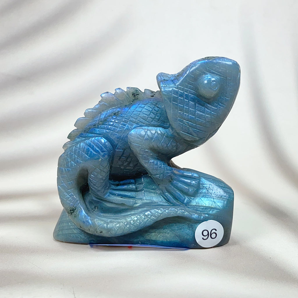 Blue Labradorite Lizard Carved Healing Crystal Reiki Animal Statue Gemstone Home Decoration