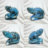 Blue Labradorite Lizard Carved Healing Crystal Reiki Animal Statue Gemstone Home Decoration