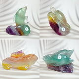 Colorful Fluorite Marine Organism Carving Crystals Healing Home Decorations Gemstones