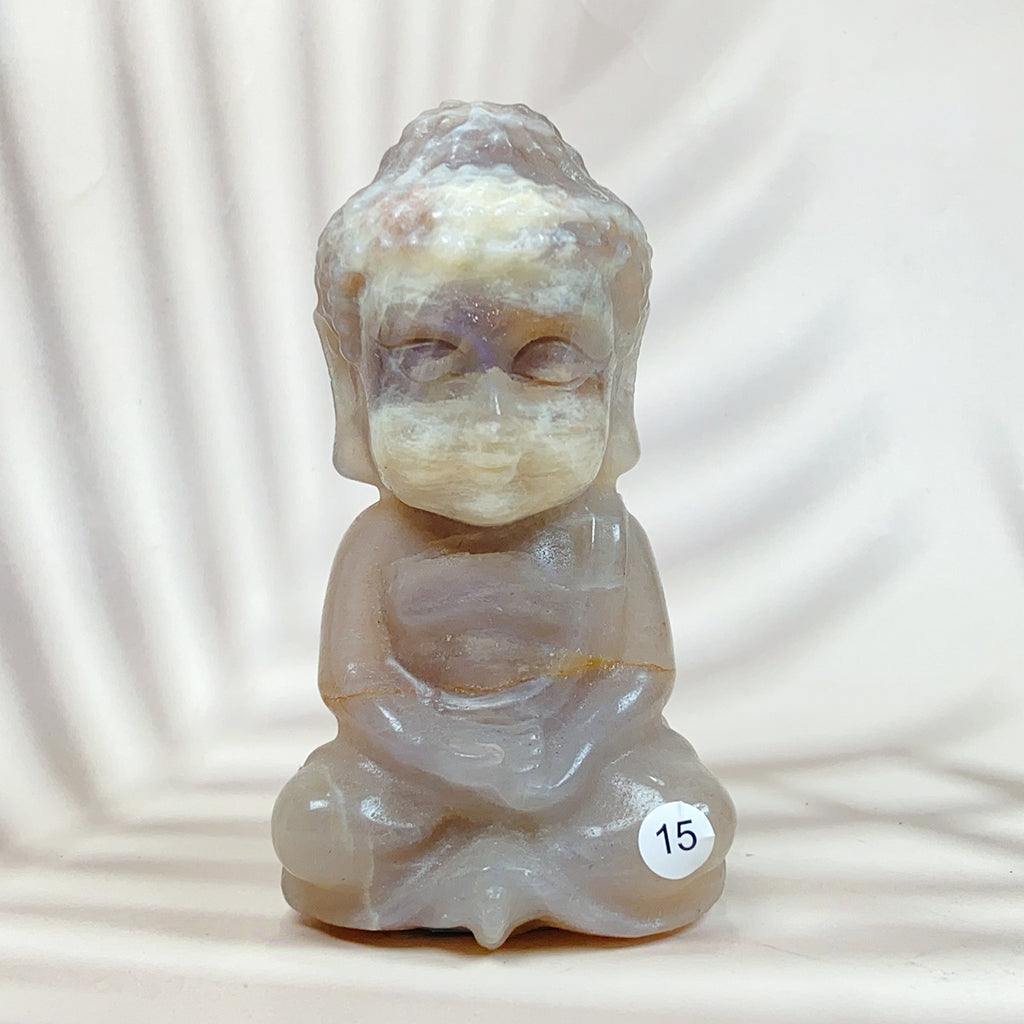 Crystals Baby Buddha Carved Spiritual Introspection Peace Reiki Healing Stone Home Decoration