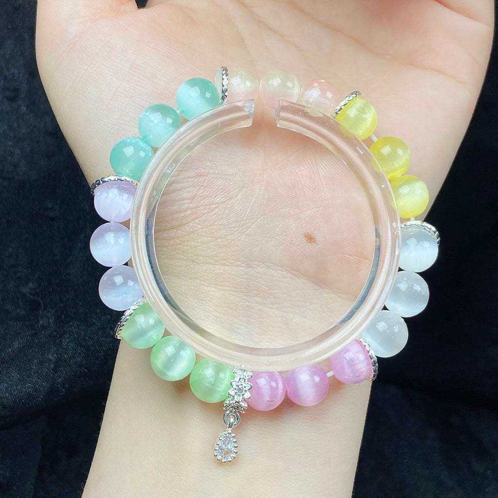 Color selenite Stone Crystal Bracelet Elastic Charm Jewelry Women Girls Bangle