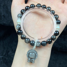 Load image into Gallery viewer, 8MM Silver Obsidian Bead Bracelets Lion Pendant Accessories Crystals Healing Energy Jewelry