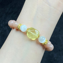 Load image into Gallery viewer, Peach Moonstone Citrine Bead With Golden Sun Chain Pendant Women Jewelry Accessories