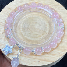 Load image into Gallery viewer, 8MM Rose Quartz Bead With Five-Pointed Star Pendant Crystal Bracelet For Valentine&#39;s Day