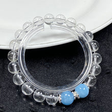 Load image into Gallery viewer, 8MM Clear Quartz Crystal Bracelet With Blue Aquamarine Elastic Charm Bracelet Jewelry