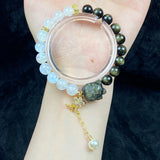 Golden Obsidian Nine Tailed Fox 8MM Moonstone Bead Design Bracelet Accessory Women Fashion Jewellry