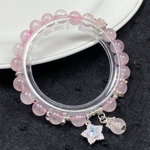 Load image into Gallery viewer, 8MM Rose Quartz Bead With Five-Pointed Star Pendant Crystal Bracelet For Valentine&#39;s Day