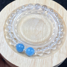 Load image into Gallery viewer, 8MM Clear Quartz Crystal Bracelet With Blue Aquamarine Elastic Charm Bracelet Jewelry