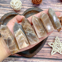 Load image into Gallery viewer, Black Sunstone Moonstone Tower Crystal Point