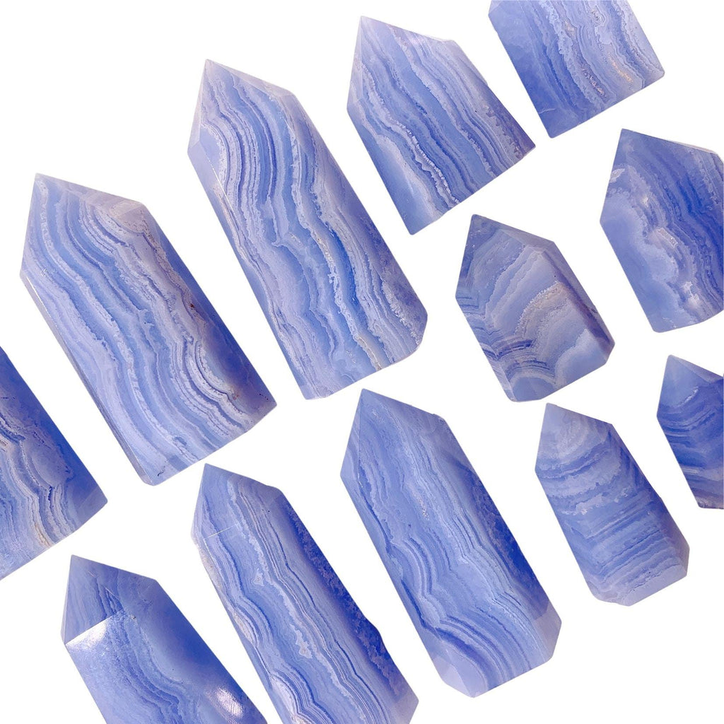 Mix Size Natural Blue Lace Agate Tower