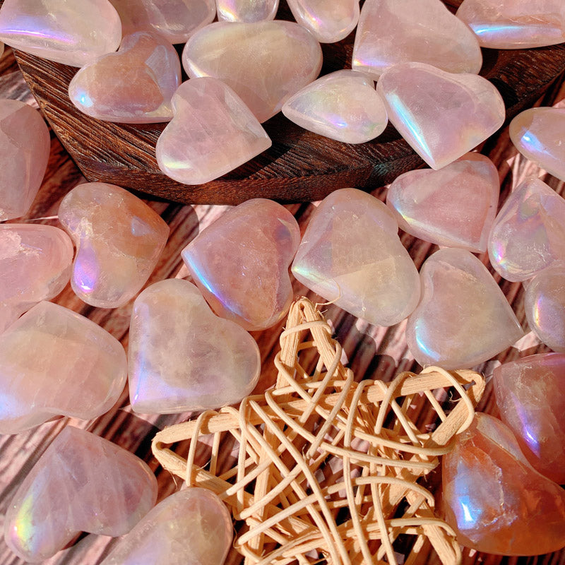 Aura Rose Quartz Heart Mix Size