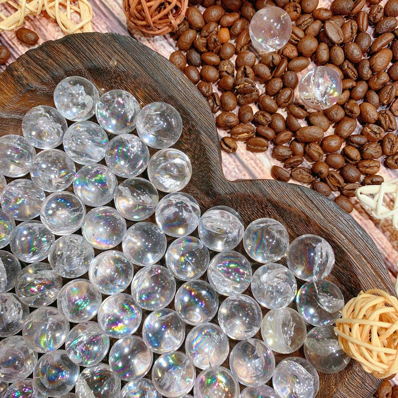 Natural clear quartz crack sphere