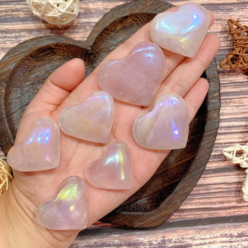 Aura Rose Quartz Heart Mix Size