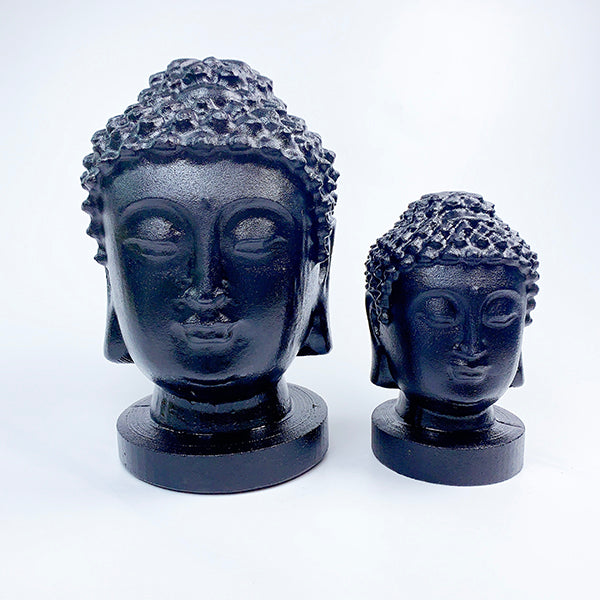 Obsidian and White Jade Buddha head