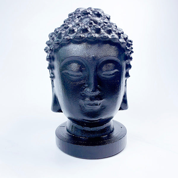 Obsidian and White Jade Buddha head