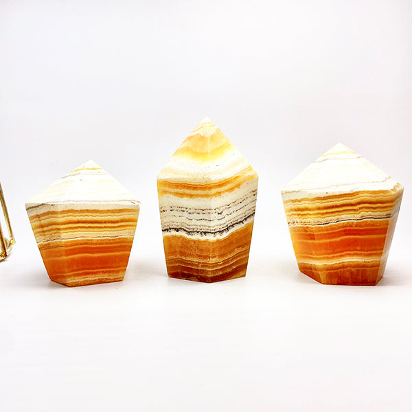 Natural Orange Calcite Cup Cake Tower