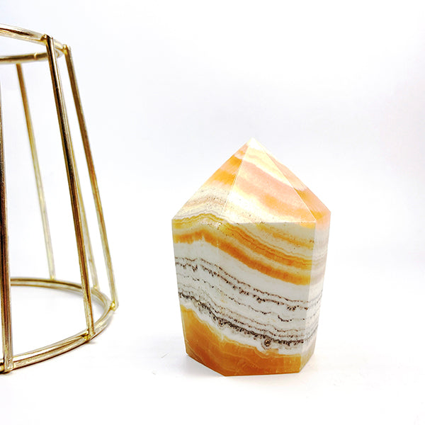 Natural Orange Calcite Cup Cake Tower