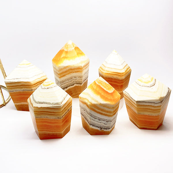 Natural Orange Calcite Cup Cake Tower