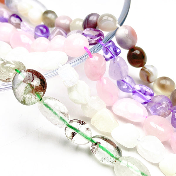 Beautiful Different Materials Beads (moonstone /tiger eye /rose quartz /green aventurine /lavender amethyst /botswana agate /garden quartz /aquamarine /ocean jasper /smoky quartz )