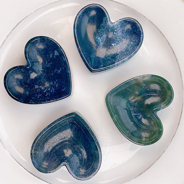 Beautiful Moss Agate Heart Bowl