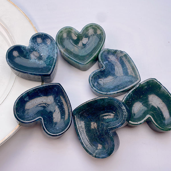 Beautiful Moss Agate Heart Bowl