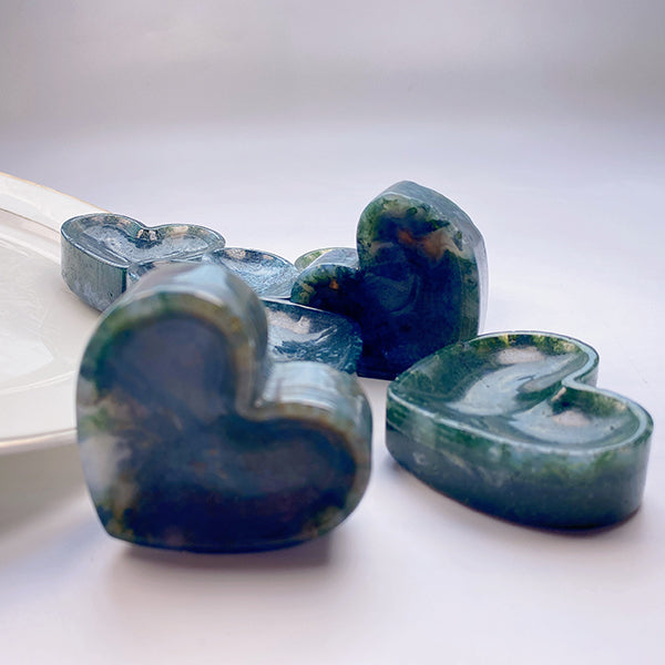 Beautiful Moss Agate Heart Bowl