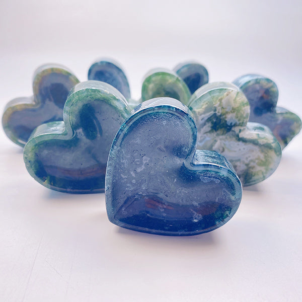 Beautiful Moss Agate Heart Bowl